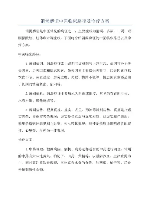 消渴痹证中医临床路径及诊疗方案