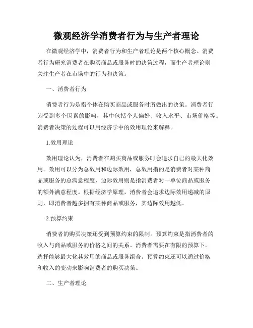 微观经济学消费者行为与生产者理论