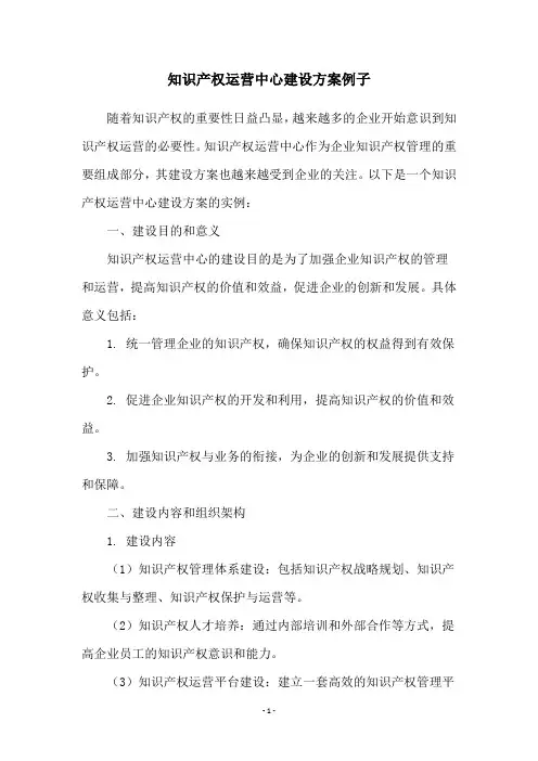 知识产权运营中心建设方案例子
