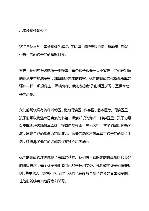 小蜜蜂班级解说词