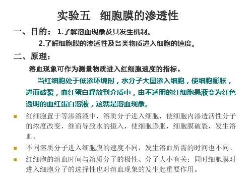 五、细胞膜的渗透性