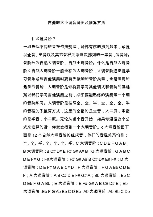 吉他的大小调音阶图及推算方法