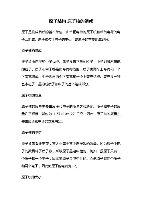 原子结构 原子核的组成