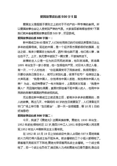 爱国故事读后感500字5篇