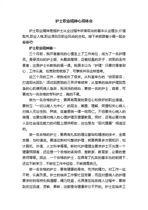 护士职业精神心得体会