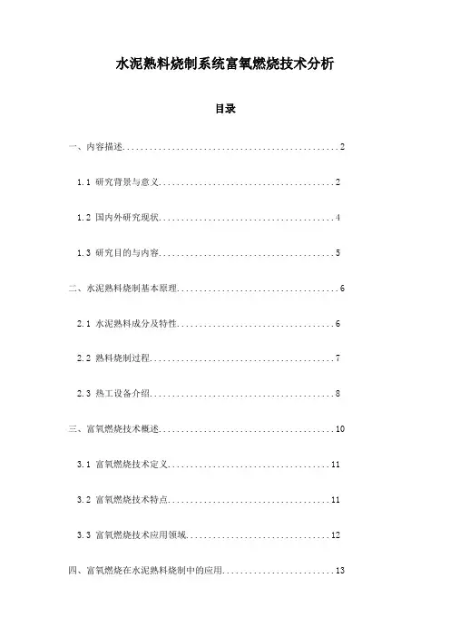 水泥熟料烧制系统富氧燃烧技术分析