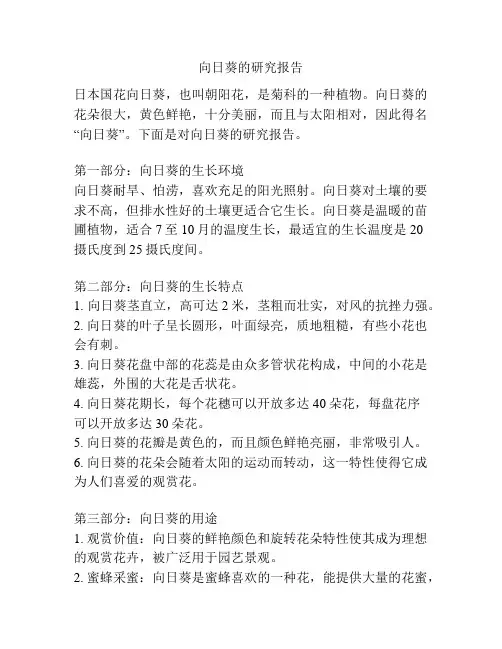 向日葵的研究报告
