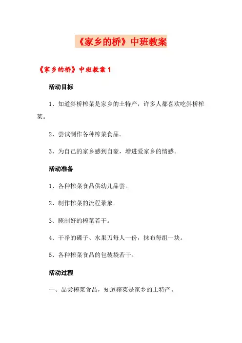 《家乡的桥》中班教案