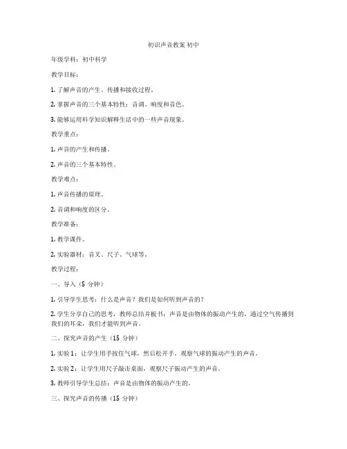 初识声音教案 初中