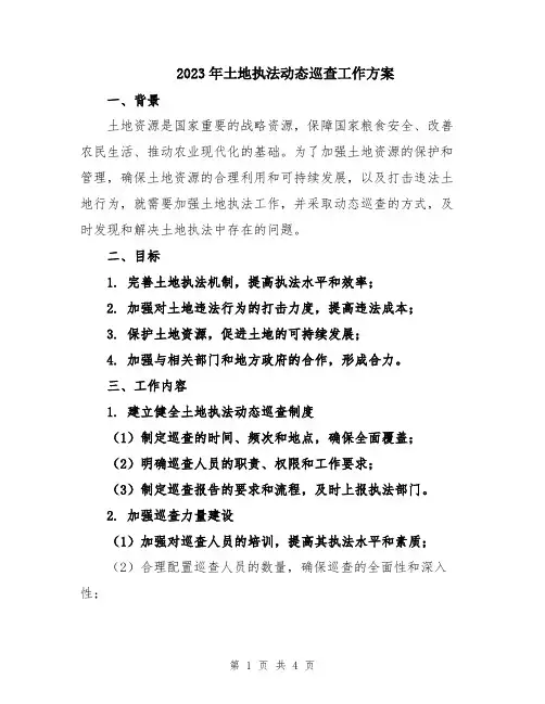 2023年土地执法动态巡查工作方案