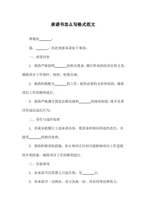 承诺书怎么写格式范文