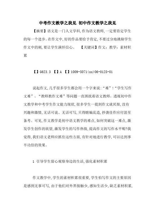 中考作文教学之我见-初中作文教学之我见