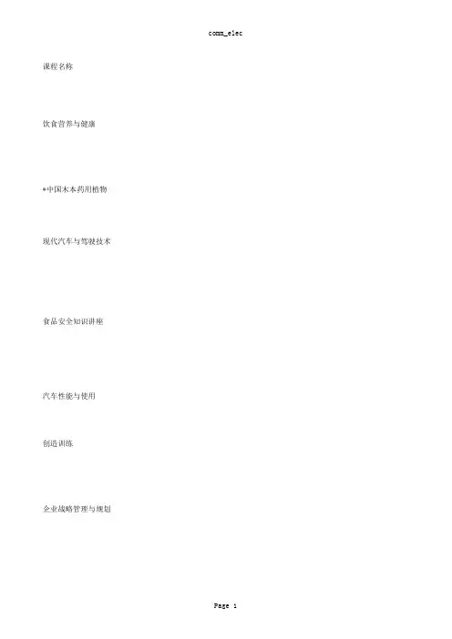 福建农林大学金山学院2010-2011第二学期选修课课程简介