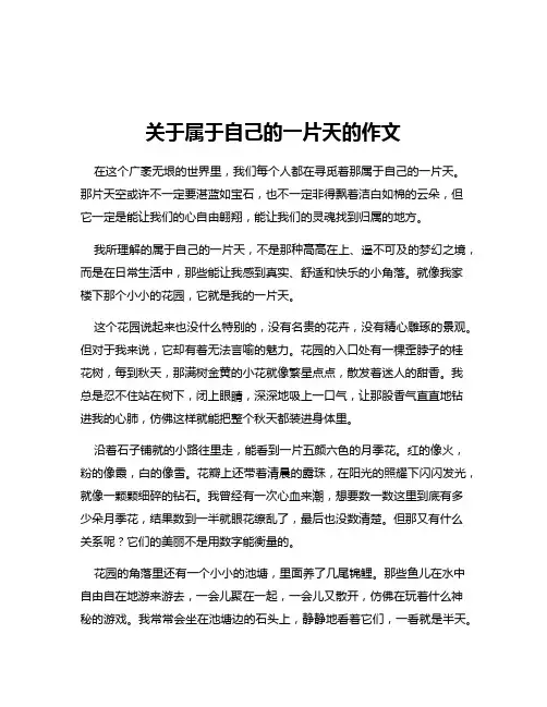 关于属于自己的一片天的作文