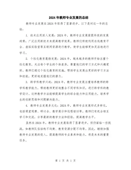 2024年教师专业发展的总结