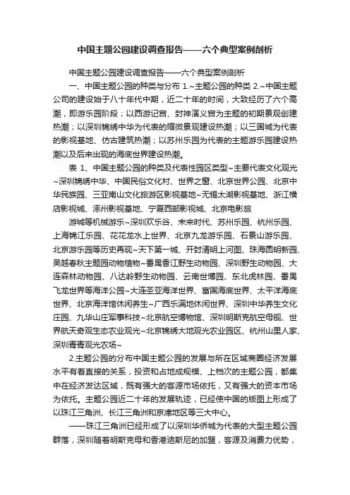 中国主题公园建设调查报告——六个典型案例剖析