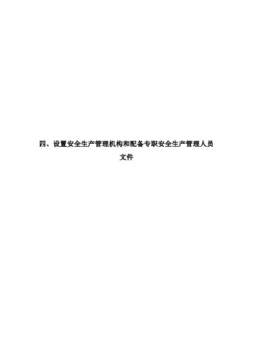 设置安全生产管理机构和配备专职安全生产管理人员文件