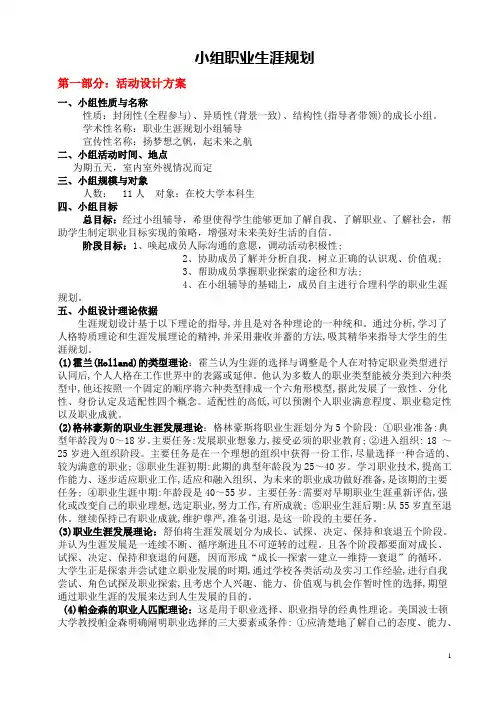 小组职业生涯规划
