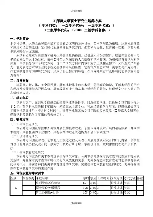 艺术学理论培养方案