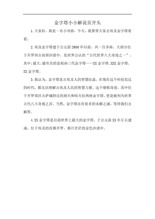 金字塔小小解说员开头