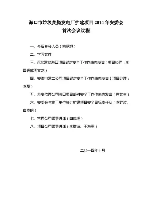 安委会首次会议议程