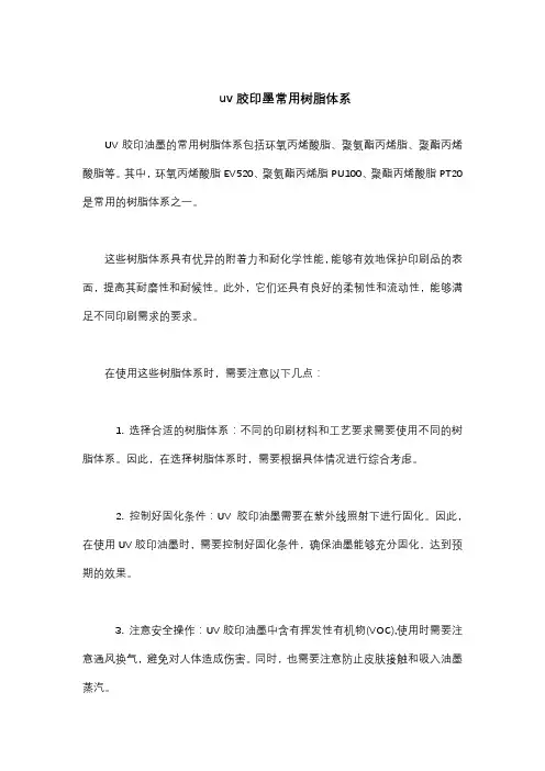 uv胶印墨常用树脂体系