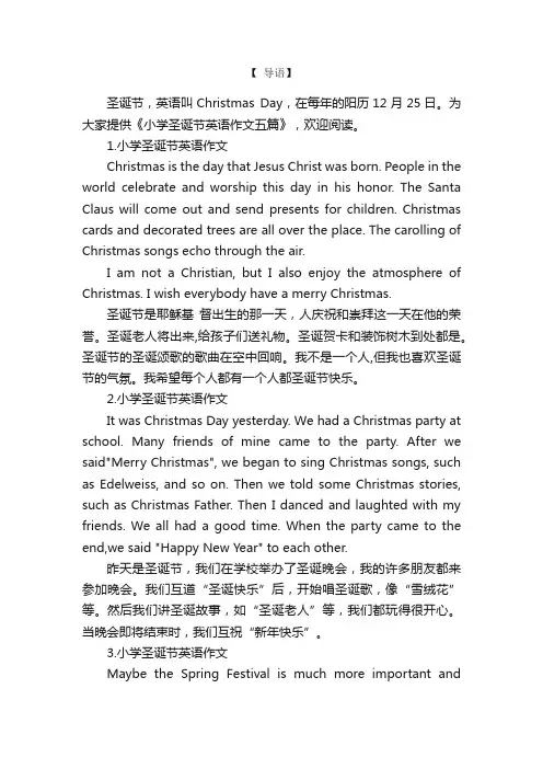 小学圣诞节英语作文五篇