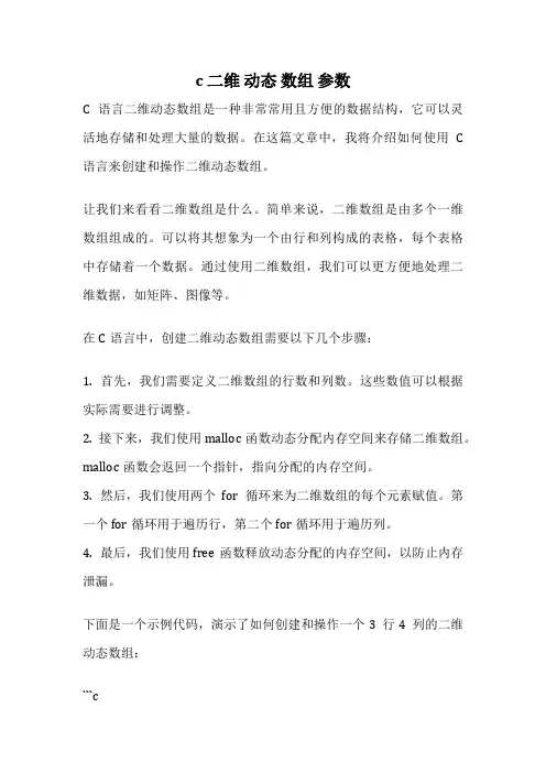 c 二维 动态 数组 参数