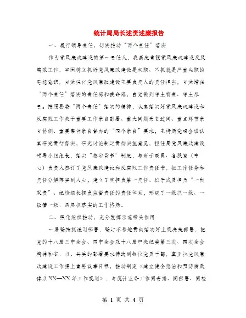 统计局局长述责述廉报告