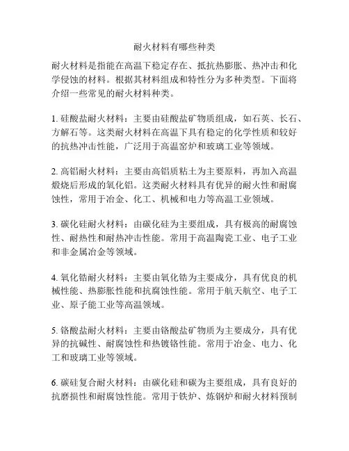 耐火材料有哪些种类