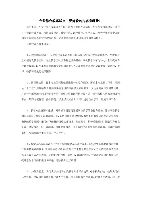 专业综合改革试点主要建设的内容有哪些