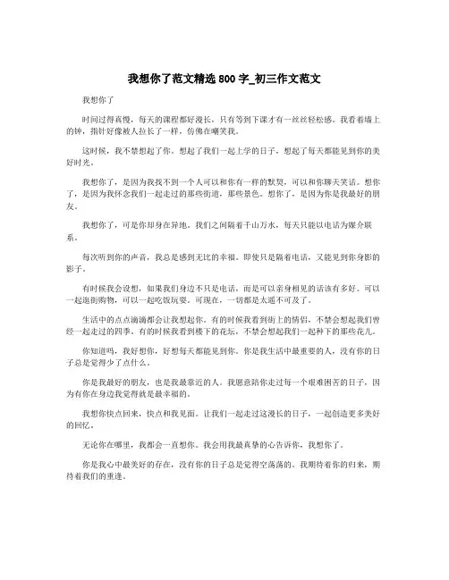 我想你了范文精选800字_初三作文范文