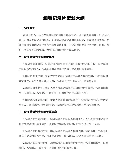 细看纪录片策划大纲