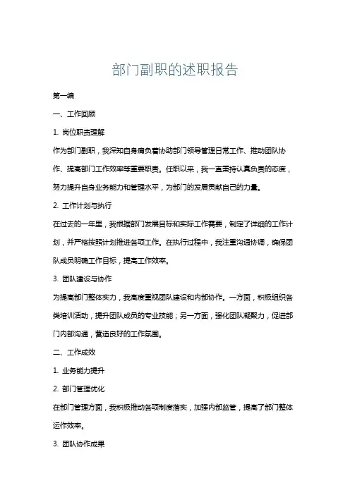 部门副职的述职报告