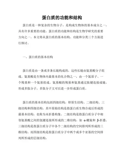 蛋白质的功能和结构