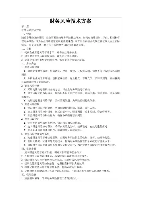 财务风险技术方案