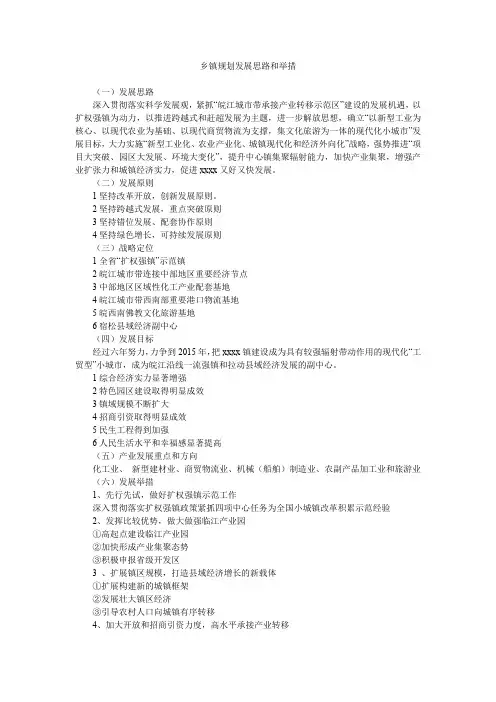 乡镇规划发展思路和举措