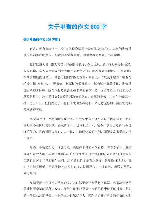 关于卑微的作文800字