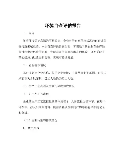 环境自查评估报告