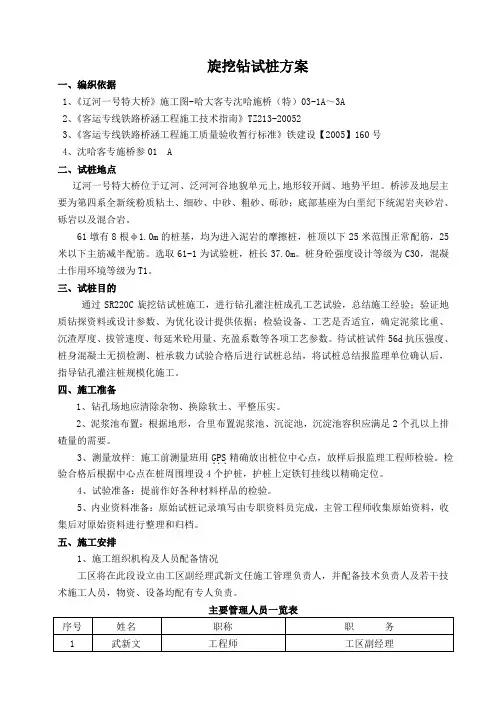旋挖钻试桩方案