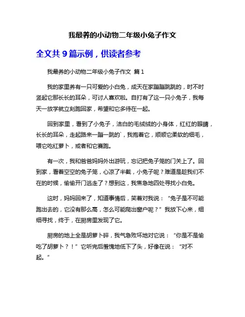 我最养的小动物二年级小兔子作文