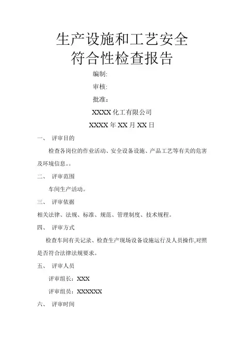 生产设施和工艺安全符合性检查报告