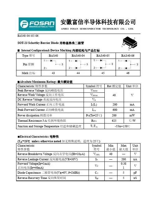 FOSAN富信电子 二级管 BAS40-产品规格书