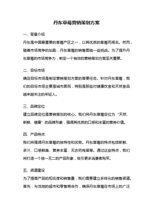 丹东草莓营销策划方案