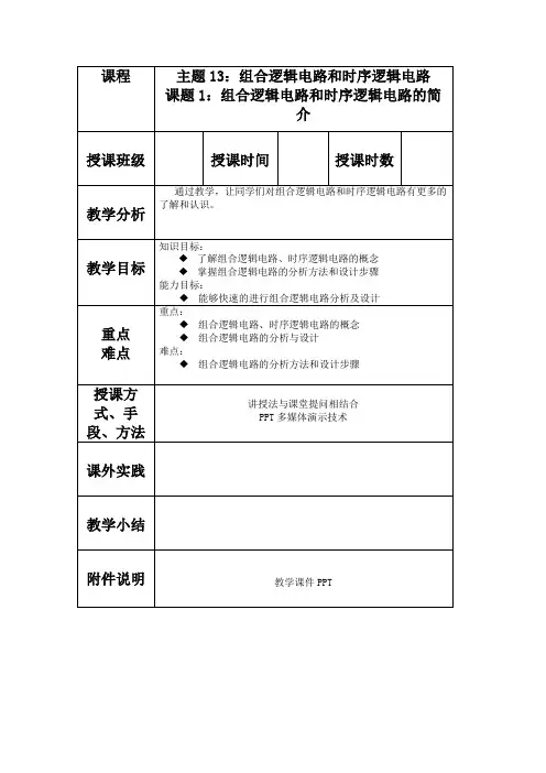 组合逻辑电路的分析和设计