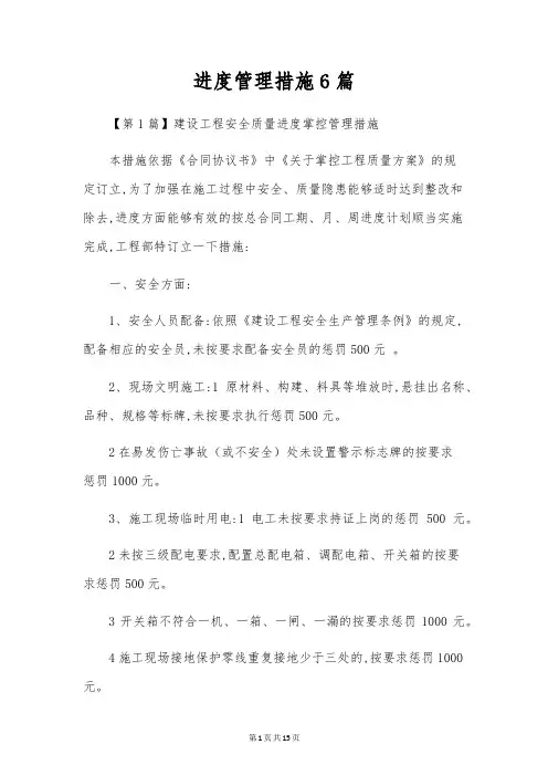 进度管理措施6篇