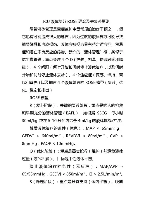 ICU液体复苏ROSE理念及去复苏原则