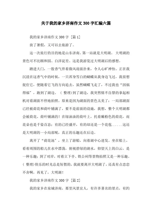 精选关于我的家乡济南作文300字汇编六篇