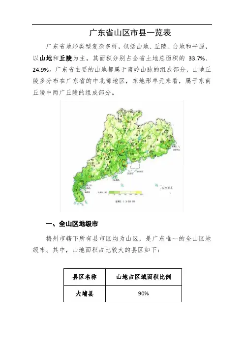 广东省山区县市分析说明
