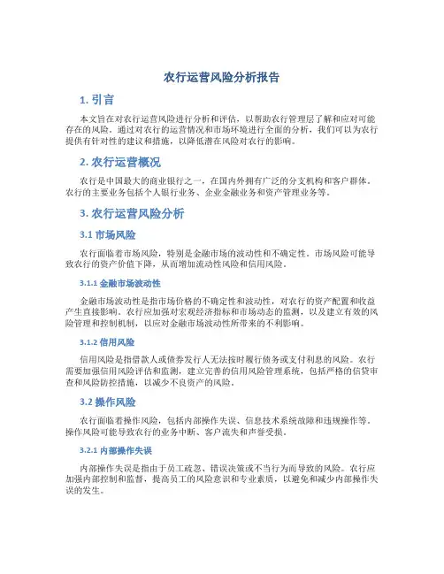 农行运营风险分析报告